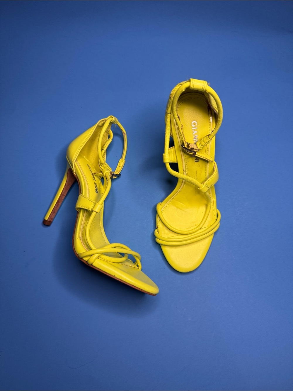 Gianni Bini Neon Yellow Strappy High Heel Sandals
